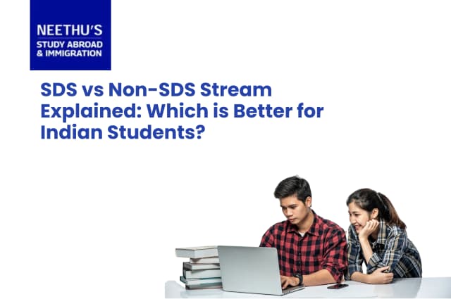Indian student comparing SDS vs Non-SDS Canada study permit options using visa documents and checklist.