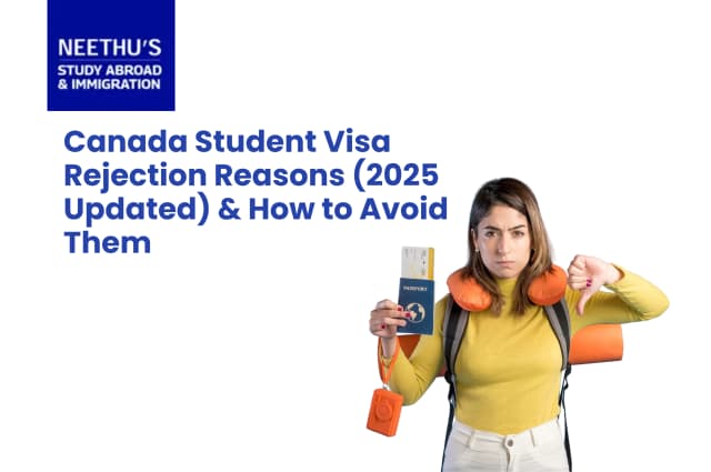 International student reviewing Canada intakes comparison and student visa rejection reasons for 2025 on a laptop with IRCC documents.