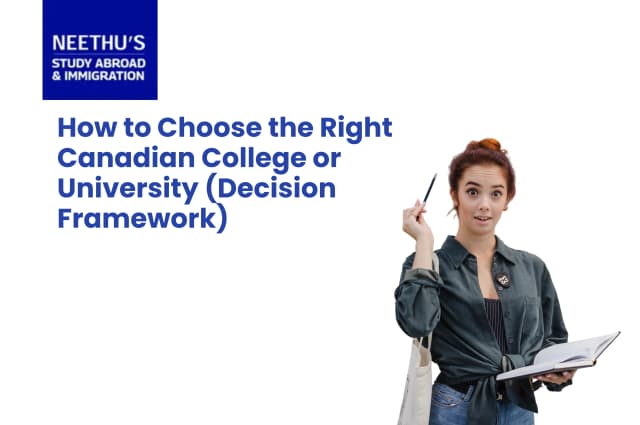 How to choose college in Canada illustrated with comparison of universities, colleges, co-op programs, job markets, and PR pathways.