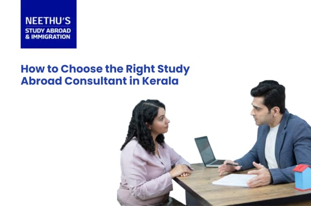 Student choosing best study abroad consultants in Kerala with checklist including reviews, services, and visa support.