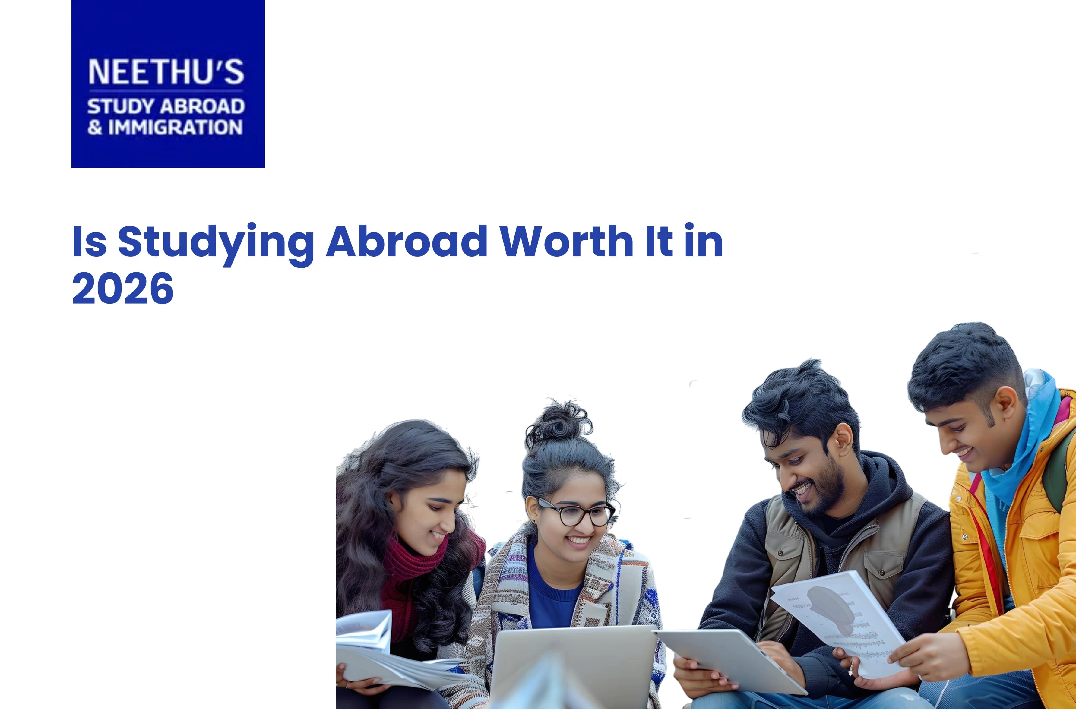 Student comparing study abroad opportunities, costs, and career outcomes before choosing international education.