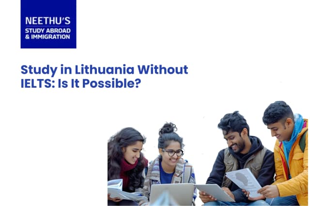 Student studying in Lithuania without IELTS, exploring admission requirements, MOI certificate, English proficiency alternatives, and European universities.