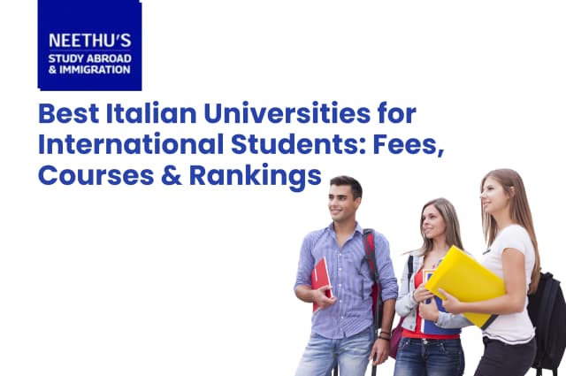 Students walking through the historic campus of a top Italian university with iconic European architecture, representing the best universities in Italy for international students.