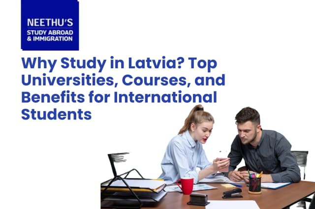 International students studying at a modern university campus in Latvia with multicultural learning environment