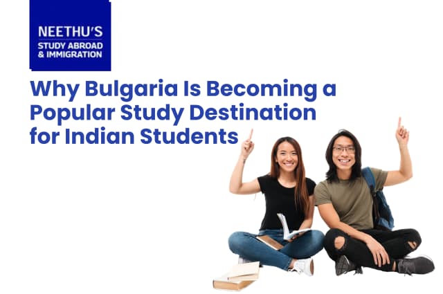 Indian students studying at a modern Bulgarian university campus, representing affordable European education, English-taught programs, and international student life.