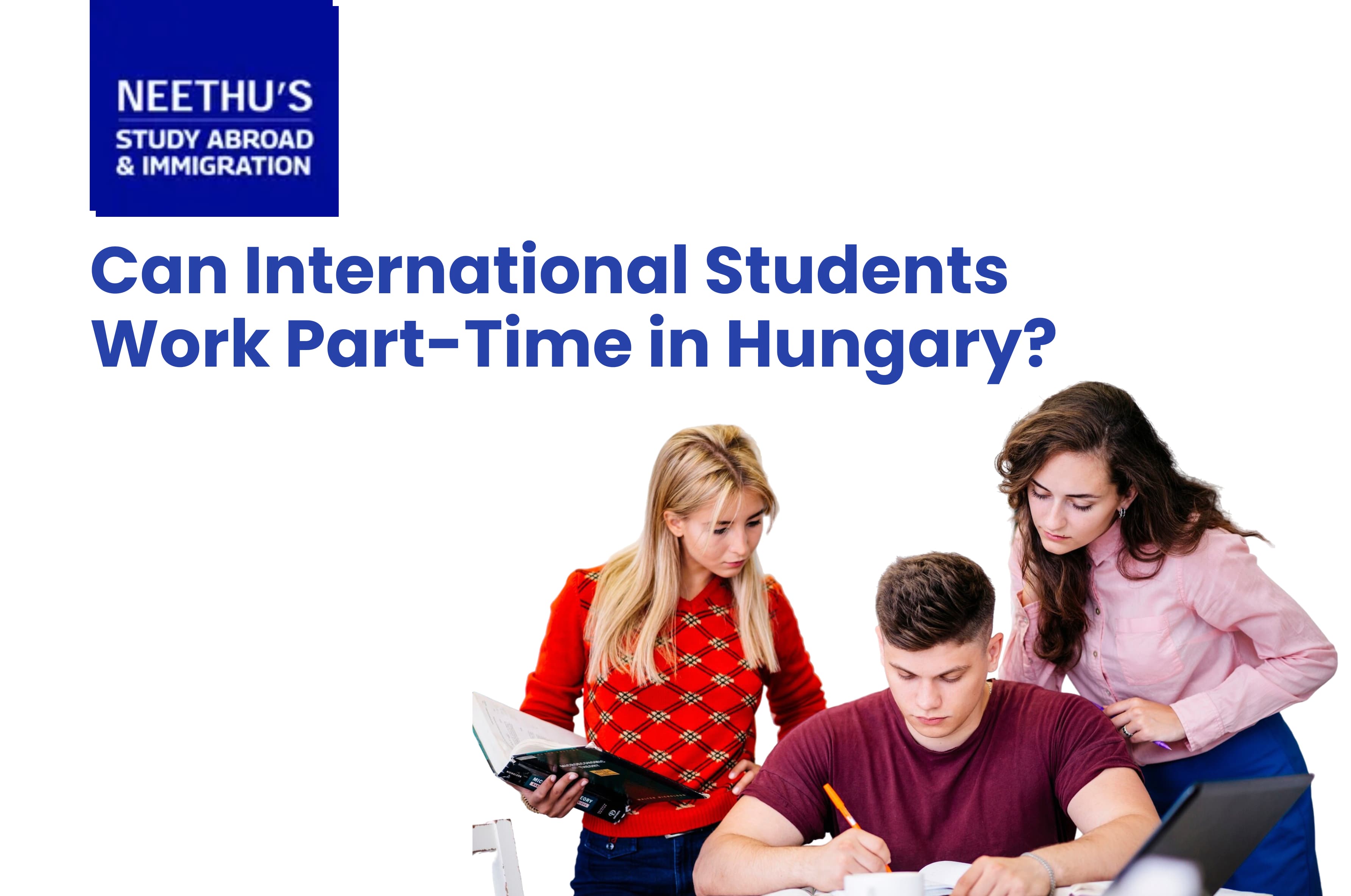 International students working part-time in a café while studying at a university in Hungary.
