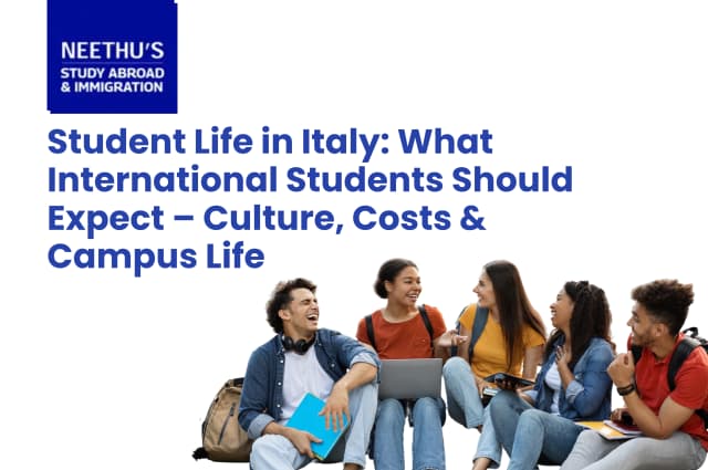 International students enjoying campus life and cultural experiences while studying in Italy