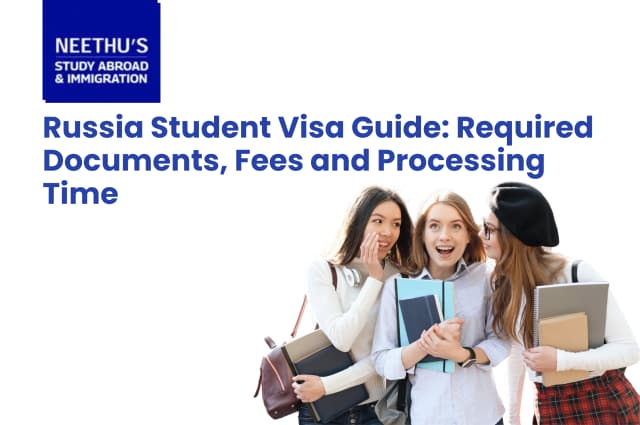Russia Student Visa Guide showing passport, visa documents, university admission letter, and travel essentials for Indian students planning to study in Russia.