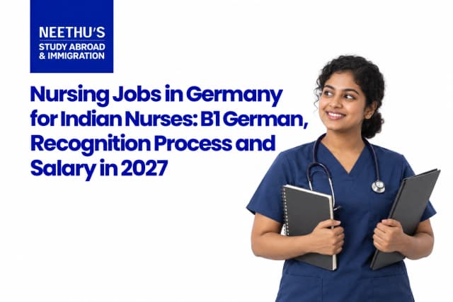 Indian nurse exploring B1 German requirements, qualification recognition and nursing salaries in Germany for 2027.