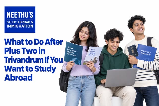 Plus Two graduates from Trivandrum exploring courses and opportunities to study abroad.