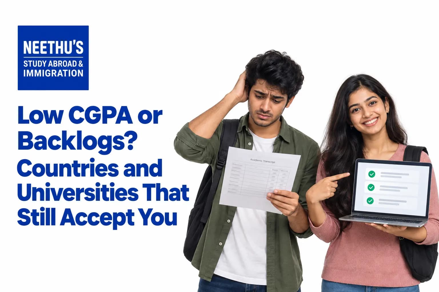 Students exploring countries and universities that accept applicants with a low CGPA or backlogs.