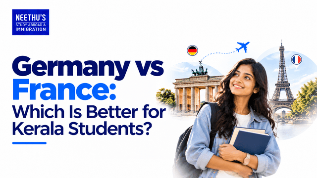 Germany vs France study abroad comparison for Kerala students exploring universities, tuition fees, living costs, and career opportunities.