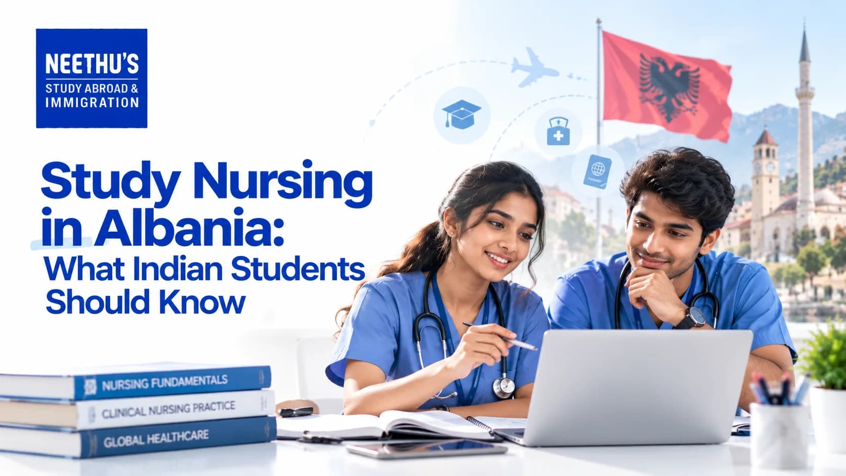 Indian nursing students exploring nursing education opportunities in Albania