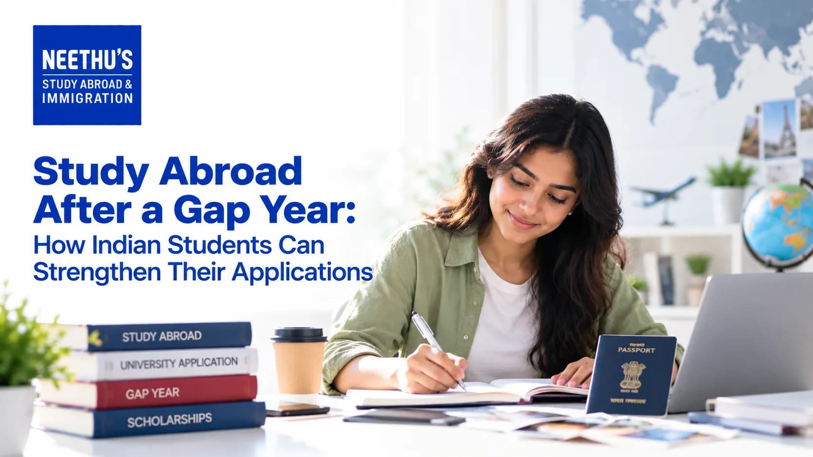 Indian student preparing a study abroad application after a gap year