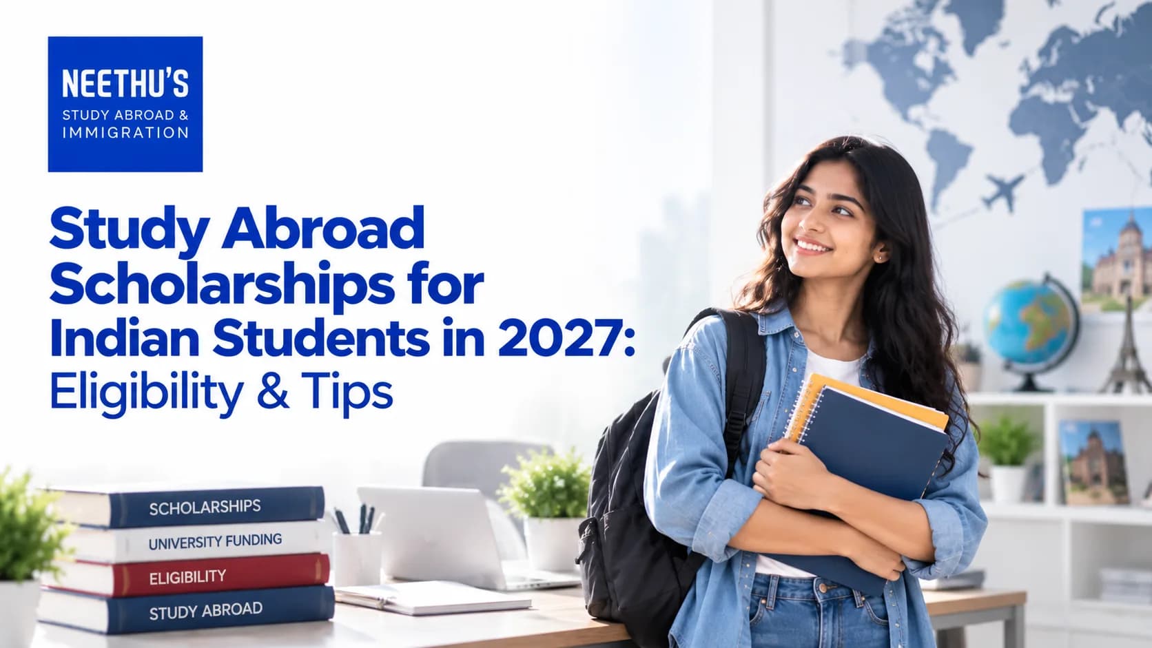 Indian students exploring study abroad scholarships for 2027 and reviewing university funding options.