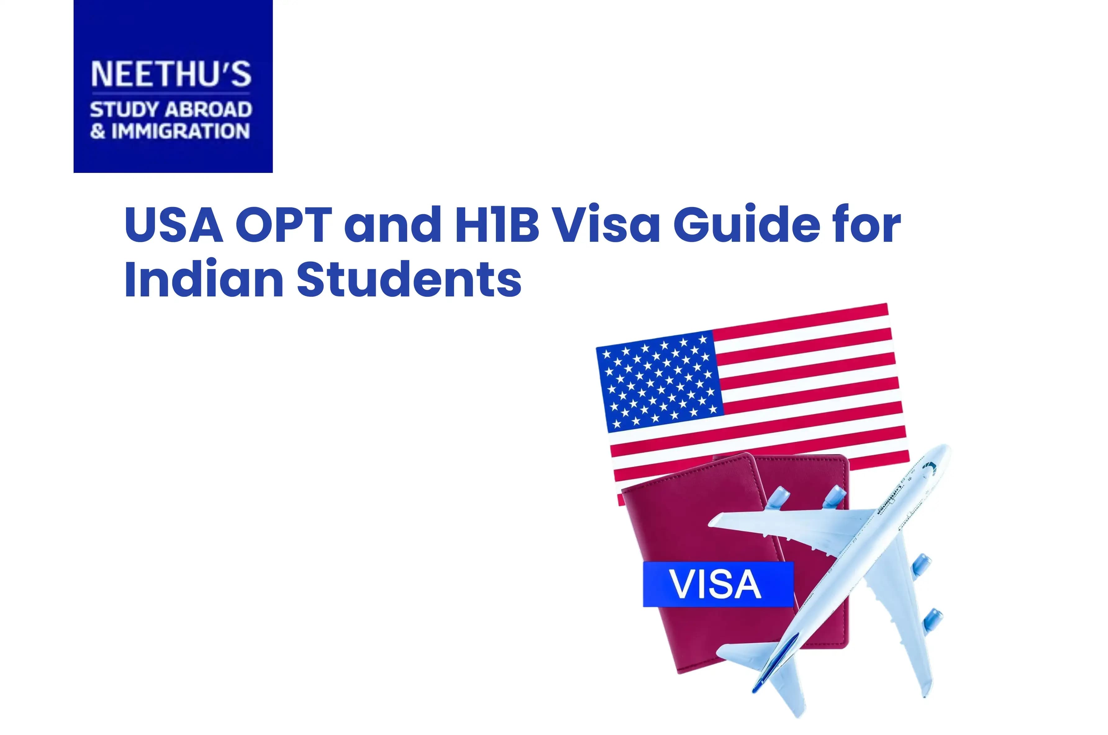 Indian students exploring OPT and H1B visa process in USA 2025 with documents and study guides